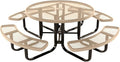 Coated Outdoor Furniture Heavy-Duty Portable Outdoor Kids Table with Umbrella Hole, Expanded Metal Kids Picnic Table, Commercial-Grade, Made in America (46 In, Round, Childrens, Tan)