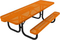 Coated Outdoor Furniture Heavy-Duty Portable ADA-Compliant Outdoor Picnic Table, Punched Steel Patio Dining Furniture Made in America (8ft Rectangular, Both-Side Handicap, Orange)
