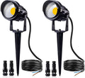 SUNVIE 12W Low Voltage Landscape Lighting Waterproof LED Landscape Lights 3000K Garden Pathway Lights 12V Outdoor Spotlights with Spike Stand, 2 Pack with Connectors
