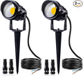 SUNVIE 12W LED Low Voltage Landscape Lights, Outdoor 12V 3000K Warm White (900LM) Waterproof Garden Pathway Lights Wall Tree Flag Spotlights with Spike Stand, 2 Pack with Connector