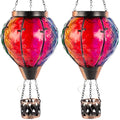 2PCS Hot Air Balloon Solar Lantern with Flame Flickering Light LED Glass Hanging Solar Lanterns Outdoor Waterproof Hot Air Balloon Decoration Outdoor Light for Patio Tree Yard Garden Decor