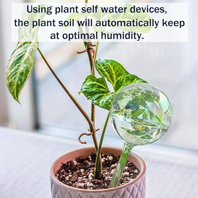 Clear Rainbow Glass Plant Automatic Watering Bulb, 4pcs Garden Flower Self Watering Planter Inserts, Automatic Plant Waterer System Set Self Watering Spikes to Support Plant Health