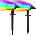 Solar Spot Lights Outdoor Color Changing,[7 Modes/2 Pack] Christmas IP65 Waterproof Landscape Spotlights, Dusk to Dawn Solar Powered Security Light for Patio Gate Walkway Pool Garden Yard Driveway