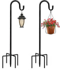 JOYSEUS Shepherd Hooks 2 Pack - 48 Inches High 1/2 Inch Thick Adjustable Rust Resistant Shepards Hooks for Outdoor Solar Lights, Lanterns, Flower Basket, Bird Feeder.
