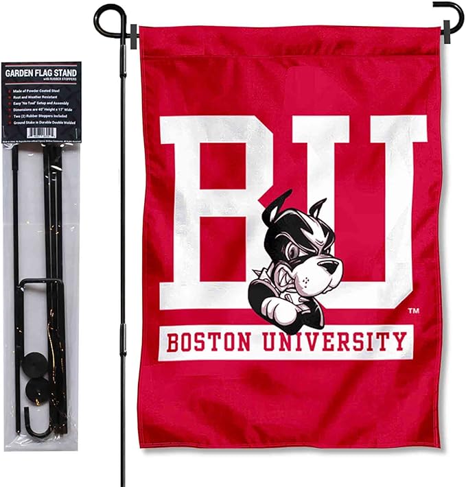College Flags & Banners Co. Boston Terriers Garden Flag with Pole Stand Holder
