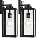 16-inch Dusk to Dawn Outdoor Wall Light Fixture, Large Black Exterior Wall Lantern Waterproof, Farmhouse Porch Sconce Lighting, Modern Wall-Mounted Outside Lights for House Garage, Patio Lamp, 2 Packs