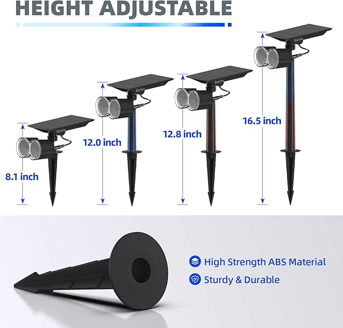 Barrina Solar Spotlights Outdoor Waterproof, 360° Horizontal Adjustable Outdoor Solar Spot Lights, 6500k 3 Modes, 24 LEDs Solar Powered Landscape Lighting for Garden Yard Pathway, Auto On/Off, 6 Pack