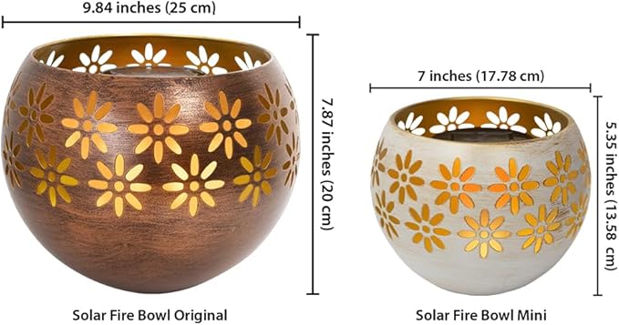 5.4” 4-Pack Decorative Metal Solar Patio Light with Flickering Flame, Waterproof Dusk-to-Dawn Garden Lantern, White