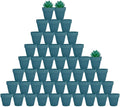 vensovo 48 Pcs 2" Tiny Terracotta & Terra Cotta Pots with Drainage - Steel Blue Small Mini Clay Ceramic Pottery Planter Ideal for Indoor/Outdoor Plants, Crafts, Wedding Favors