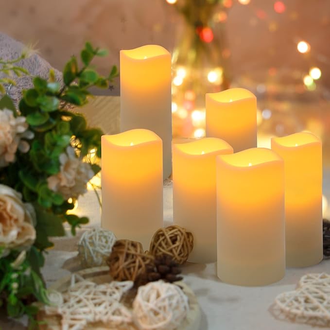 Metaku Flameless Flickering LED Candles Set of 12 - Battery Operated Ivory with Remote & Timer for Halloween, Christmas, Bedroom, Home, Wedding, Birthday Decoration D2.2'' x H4''5''6''7''