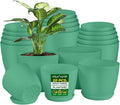 Planter Pots with Drainage Holes - Lightweight, Durable, & Space-Saving Pots for Indoor and Outdoor - Versatile Functionality, Simple Modern Design, Set of 20 Plastic Planter Pots Mint
