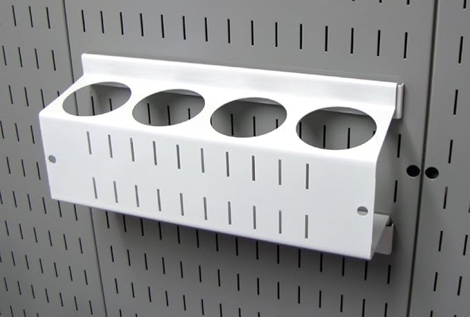 Wall Control 4 ft. Metal Pegboard Organizer - Standard Tool Storage Kit & Spray Can Holder Bracket for Pegboard & Slotted Tool Board - White