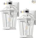 VIANIS Motion Sensor Outdoor Light Fixtures Wall Mount, 2 Pack White Dusk to Dawn Exterior Wall Lantern, Anti-Rust Wall Mount Lighting with Clear Glass Shade for House, Entryway, Front Door