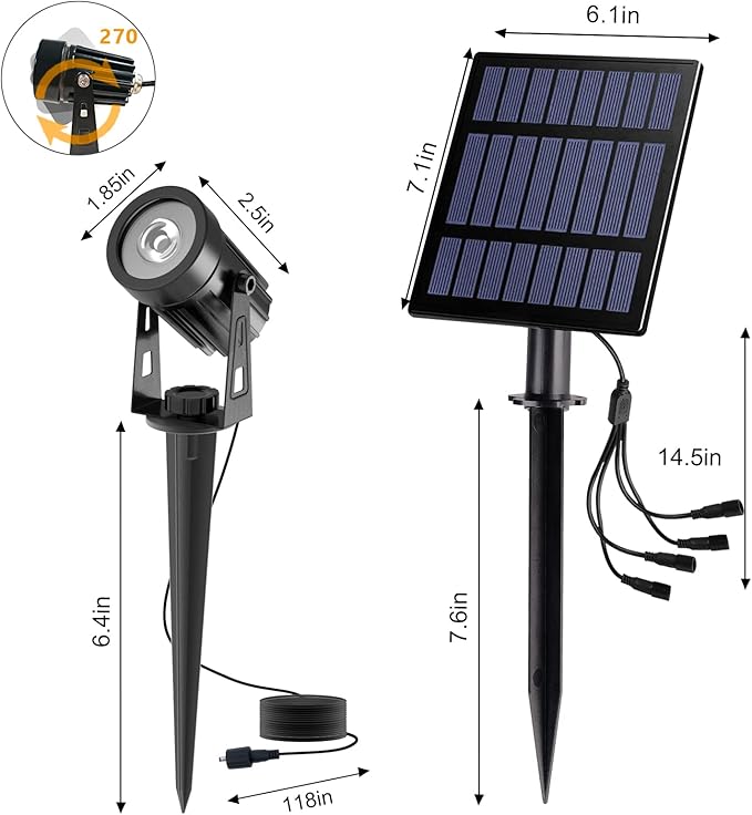 T-Sun Solar Spotlights Outdoor Waterproof, 4-in-1 Solar Landscape Spotlights Outdoor Waterproof Auto ON/Off Solar Lights for Garden, Yard, Driveway, Pool Area(White)