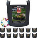 JERIA 12-Pack 20 Gallon, Vegetable/Flower/Plant Grow Bags, Aeration Fabric Pots with Handles (Black), Come with 12 Pcs Plant Labels