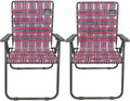 Retro Webbed Camping Chair - Lightweight, Foldable, Durable Steel Frame, 300lb Capacity, Vintage Red/Blue Stripes by Caddis Sports (2)