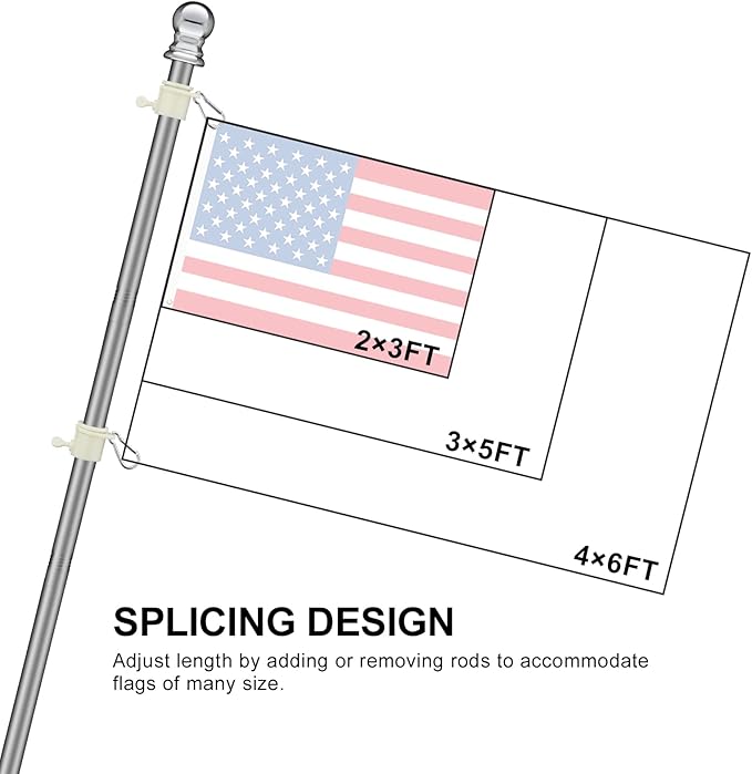 COCONUT Flag Pole, 5FT Flag Pole for House - Residential or Commercial Metal Flagpole for Garden Yard Porch Truck Boat (No Bracket)
