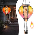 Hot Air Balloon Solar Lantern - Stained Glass Lantern with Simulated Flickering Flame, Outdoor Hanging Yard Light Waterproof IP65 & Weather Resistant for Garden Patio Lawn Porch Decor Gfit