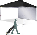 CROWN SHADES 12x12 Pop Up Canopy Tent Instant Commercial with 150D Silver Coated Fabric Including 1 Removable Sidewall, 4 Ropes, 8 Stakes, Weight Bags, STO 'N Go Bag, Black