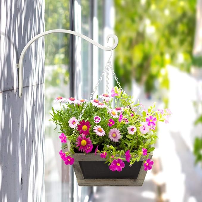 AJART Hanging Plant Bracket for Plant Hangers Outdoor (4 Pieces -12 inch) More Stable and Sturdy White Plant Hooks