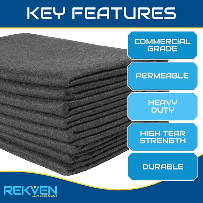 10 x 15 Feet Pond Liner Underlayment Non Woven Geotextile with 15 U-Pins