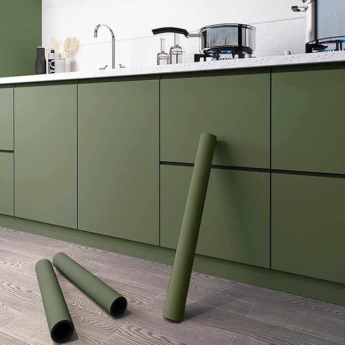 Dimoon 590''x15.7'' Green Skin Peel and Stick Wallpaper Contact Paper Modern Self Adhesive Wall Paper Removable Renter Friendly Textured Solid Color Vinyl Roll (590''x15.7'',Dark Green Skin)
