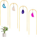 Zopeal 4 Pack Small Metal Plant Trellis Indoor 17 Inch Mini Gold Garden Trellis Potted Plant Support Stake Houseplant Trellis with Agate for Indoor Outdoor Climbing Plants Vine Flower Pot Plant Decor