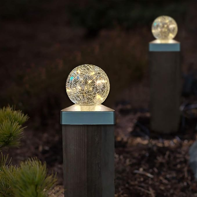 Solar Post Lights - Outdoor Post Cap Light for Fence Deck or Patio Garden Decoration Solar Powered Caps, LED Lighting, Lamp Fits 4x4 in - Warm White 4 Pack