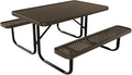 Coated Outdoor Furniture Heavy-Duty Portable Outdoor Kids Table, Punched Steel Kids Picnic Table, Commercial-Grade Picnic Table, Made in America (4ft Rectangular, Childrens, Textured Brown)