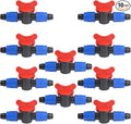 10Pack 1/2 Inch Drip Irrigation Shut-Off Valve Universal Drip Irrigation Tubing Coupling Valve Drip Connector Fitting Compatible with 16 to 17 mm Drip Tape Tubing Sprinkler System (Blue Red)