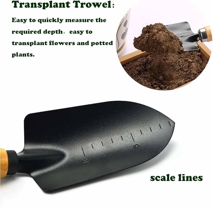 Garden Tools Set-Garden Trowel, Large Succulent Plant Transplant Trowel Set,3 Piece Large Premium Gardening Hand Kit,1 Narrow Shovel,1 Wide Shovel and 1 Garden rake Tools Set Gift for Mens and Womens