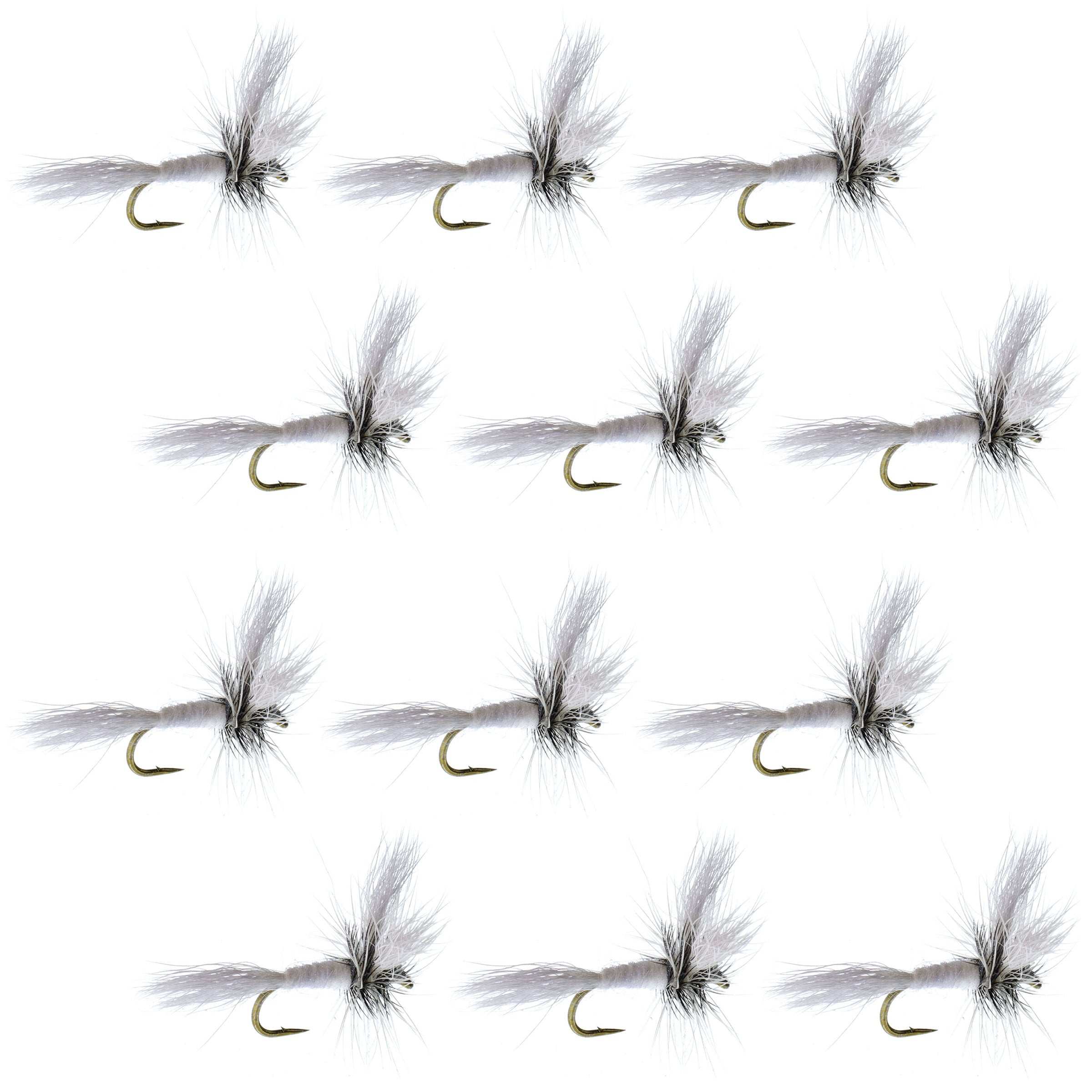 Barbless White Wulff Classic Hair Wing Dry Fly - 1 Dozen Flies Hook Size 10