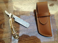 Damascus Steel Straight Razor with Antler Horn Handle - The Ultimate Shaving Elegance from KBS Knives Store