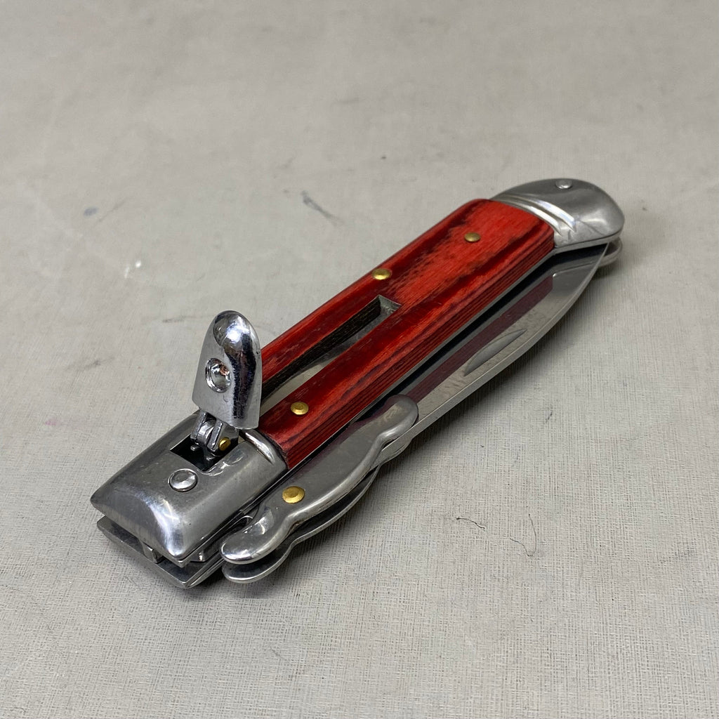 ZA@ ARMED FORCE TACTICAL Handcrafted OTF Pocket Knife 3.5" Blade 8" Overall Length Red ST-10WD