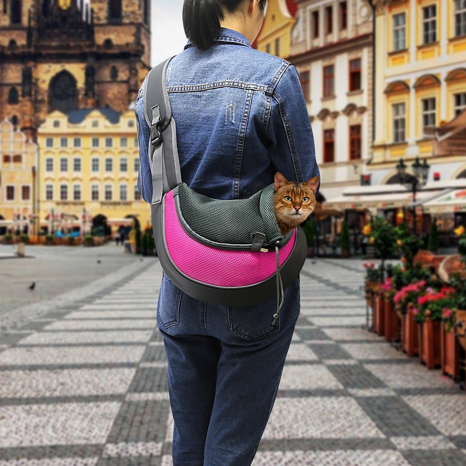 Pet Carrier for Dogs Cats Hand Free Sling Adjustable Padded Strap Tote Bag Breathable Shoulder Bag Carrying Small Dog Cat