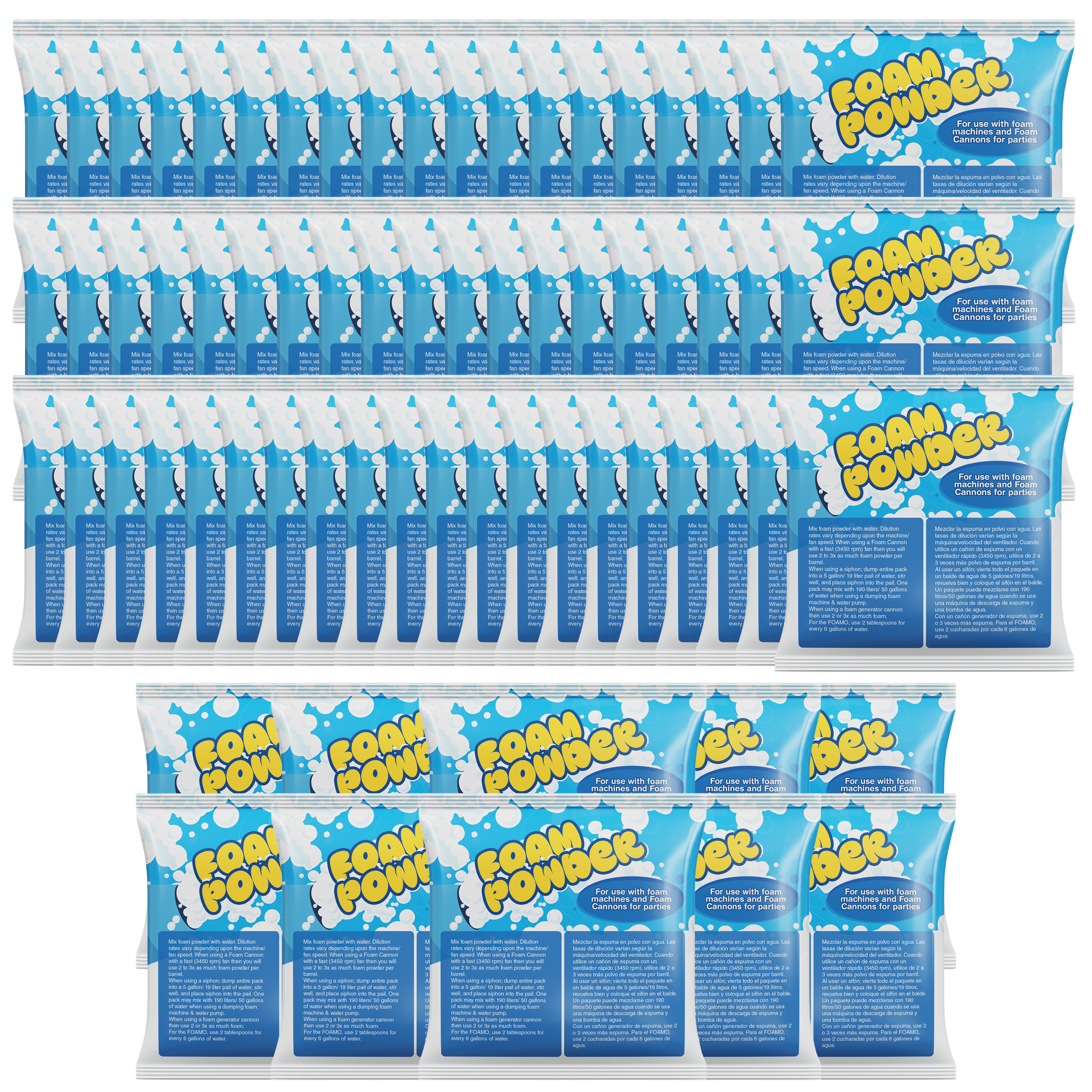 Foam Powder Packs 6 – 24 - 34-40 - 68- 80-102-102-120-136- 170- 204