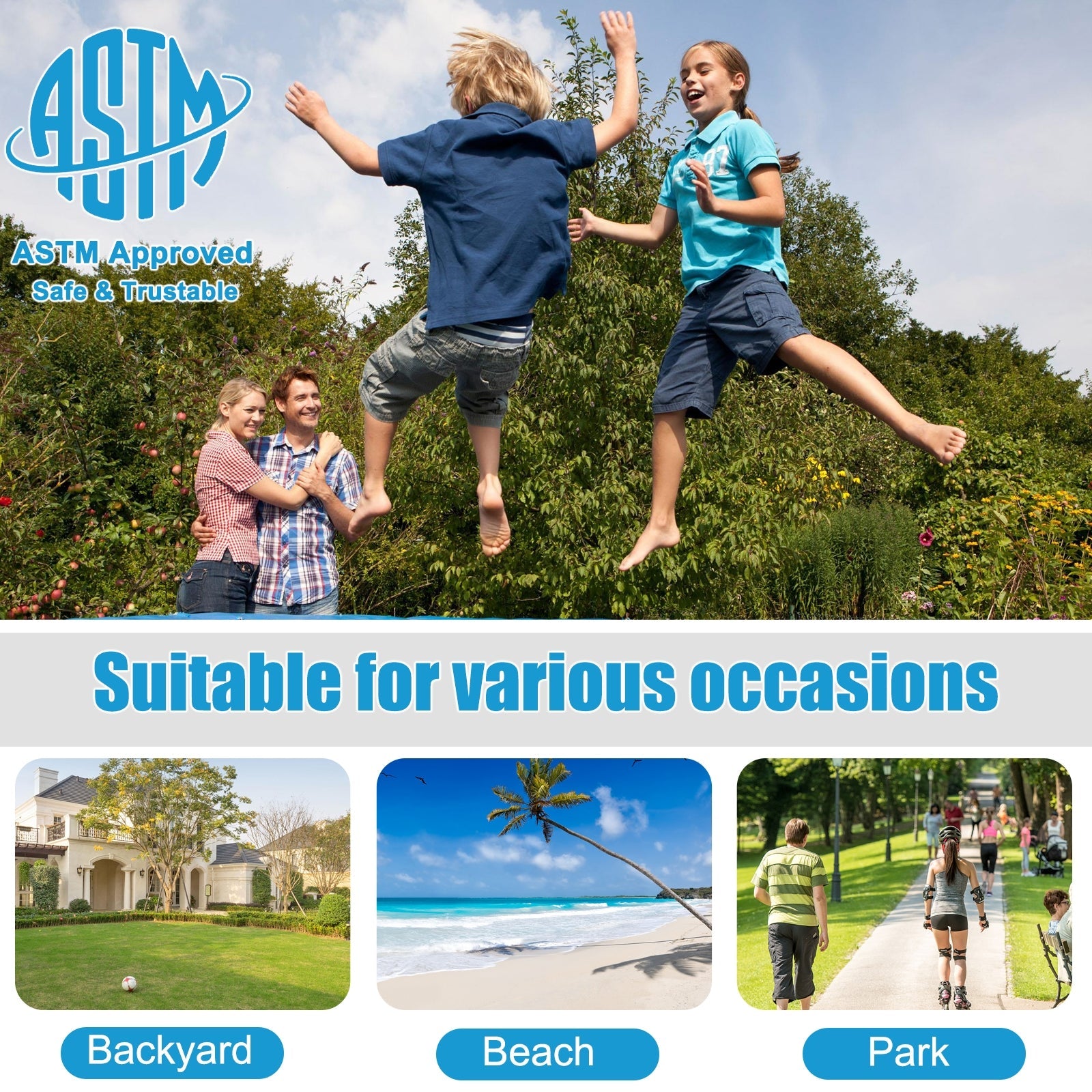 8/10/12/14/15/16 Feet Outdoor Trampoline Bounce Combo with Safety Closure Net Ladder-12 ft