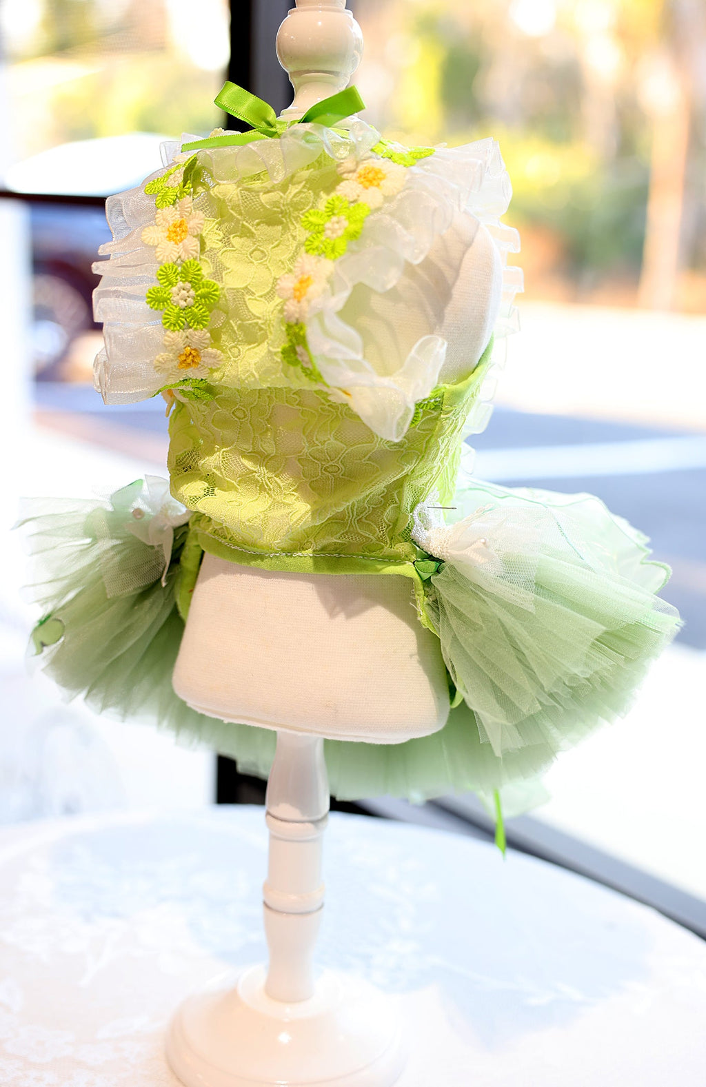 Dog Fairy Tutu Dress with Butterfly & 3D Floral Lace