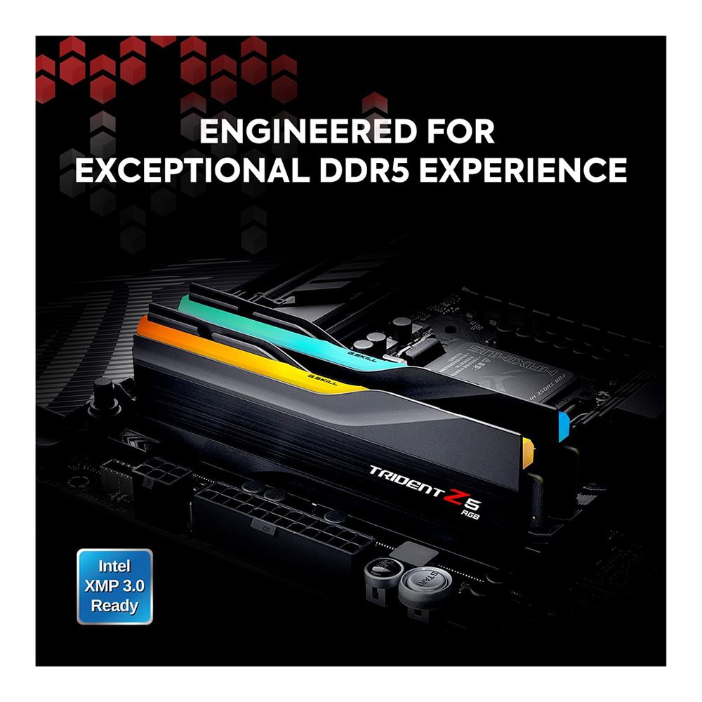G.Skill Trident Z5 RGB 64GB (2x32GB) DDR5-6000 CL38 Desktop Memory Kit 288-Pin F5-6000J3848D32GX2-TZ5NR