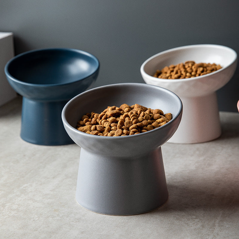 Oblique Mouth High Foot Candy Color Cat Bowl
