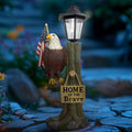 14x6 Inch Eagle Outdoor Solar Statue, Home of The Brave Outdoor Decorative Sculpture, Garden Decoration Outdoor Waterproof, Eagle Statue with American Flag for Patios, Yards, and Gardens