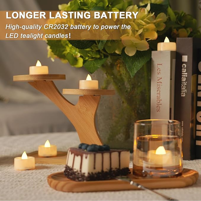 BEICHI Set of 24 Flameless LED Tea Lights Bulk, Electric Tealight Candles, Small Fake Candles Battery Operated, Warm White Flickering Mini Candles for Christmas, Home Decor