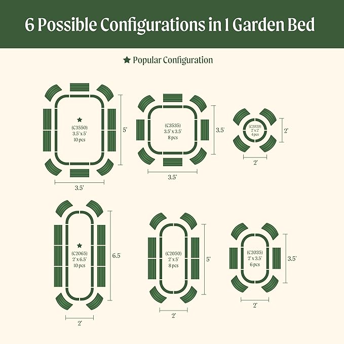 Vego garden Aluzinc Raised Garden Bed Kits, 17" Tall 6 in 1 Modular Metal Raised Planter Bed for Vegetables Flowers Patio Ground Planter Box-British Green
