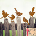 5PCS Rusty Birds Decoration, Metal Birds Yard Decor, Metal Birds Craft Statue Ornaments - Garden Sculptures and Yard Art, Fence Decorations Outdoor