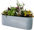 Vego garden 32" Extra Tall Raised Garden Bed Kits, 10 in 1 Modular Raised Planter Box for Vegetables Flowers Fruits Oval Metal Raised Garden Bed, Sky Blue