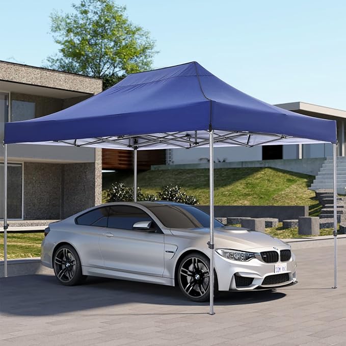 COBIZI 10x15 Heavy Duty Pop up Canopy Tent Easy Up Commercial Outdoor Canopy Wedding Party Tents for Parties All Season Wind & Waterproof Gazebo with Carry Bag, Dark Blue(Frame Thickened)
