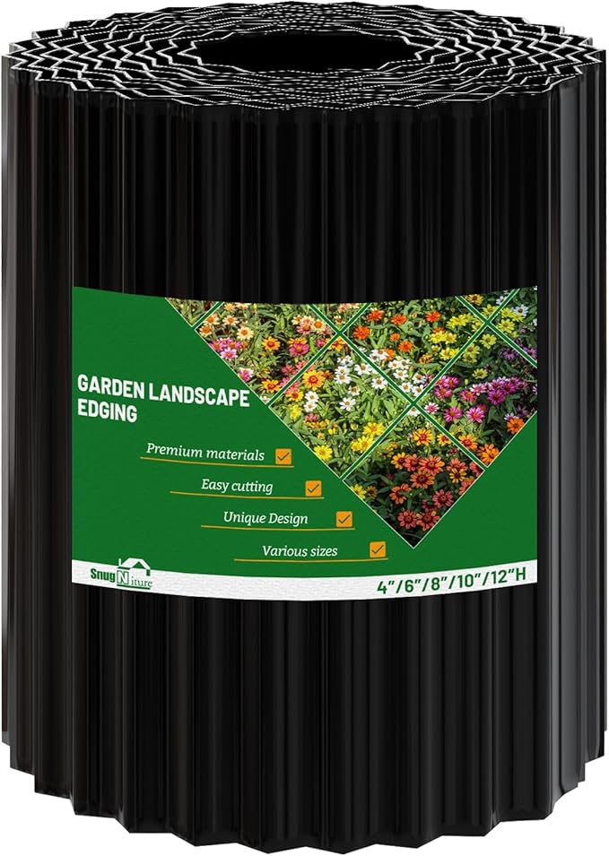 SnugNiture Corrugated Metal Garden Edging,12" x 20' Sturdy Lawn Edging Border,Landscape Edging Border for Lawn, Flower Bed,Garden and Yard(Black)