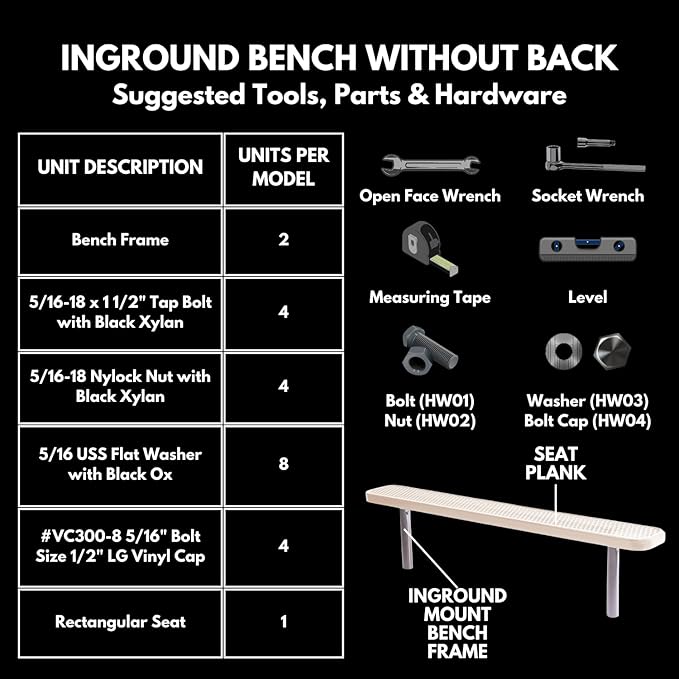 Heavy-Duty Outdoor Bench Thermoplastic Coated, Expanded Metal, Commercial-Grade Seating, Made in America (Inground Without Back, 6 Ft, Textured Dark Blue)