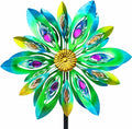 53 Inch Wind Spinner - Outdoor Metal Peacock Wind Sculptures for Garden, Patio, Yard, Lawn Decorations Double Windmill Spinner