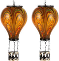 2PCS Solar Hot Air Balloon Lantern with Flame Flickering Light Tie-Dye Glass Hot Air Balloon Solar Lanterns Outdoor Waterproof Hanging Garden Light for Patio Porch Yard Decor,Gift for Women